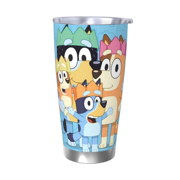 Saiise Bluey Print Tumbler 20 Oz Stainless Steel Vacuum Insulated with Straw Coffee Cup for Home,Office,Outdoor Works Great for Ice Drinks and Hot Beverage