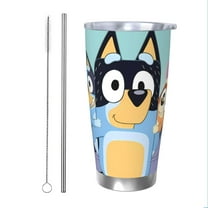 Saiise Bluey Print Tumbler 20 Oz Stainless Steel Vacuum Insulated with Straw Coffee Cup for Home,Office,Outdoor Works Great for Ice Drinks and Hot Beverage
