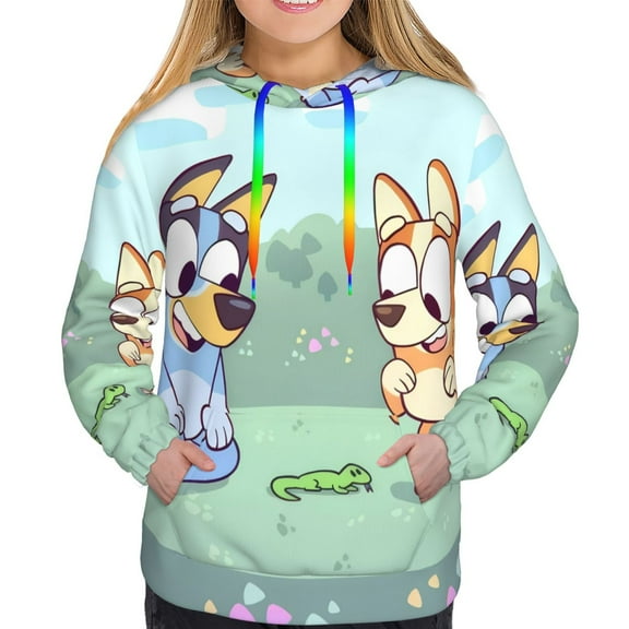 Saiise Bluey Women's Hoodies Long Sleeve Sweatshirts Drawstring Pullover Tops with Pocket Casual Loose-Large