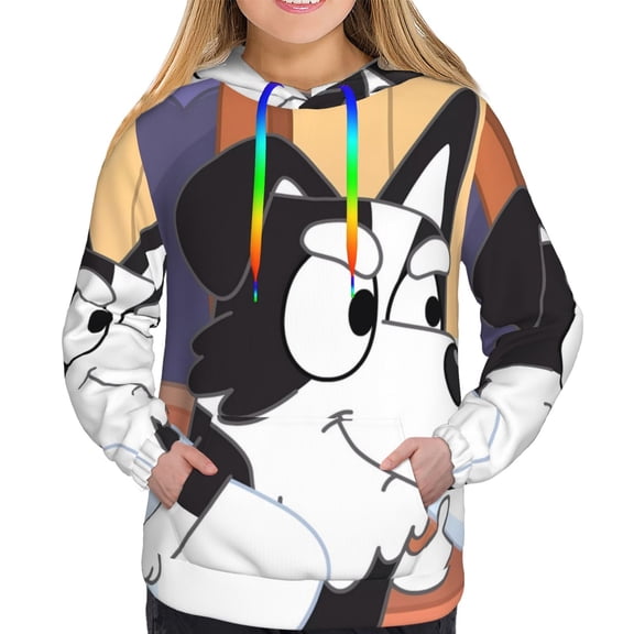 Saiise Bluey Women's Hoodies Long Sleeve Sweatshirts Drawstring Pullover Tops with Pocket Casual Loose-X-Large