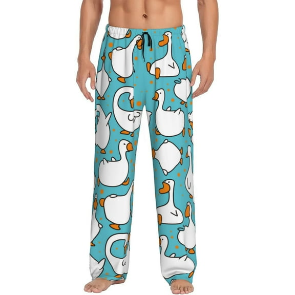 Saiise Cartoon Funny Goose Print Mens Pajama Pants for Men,Mens Lounge Pants,Funny Gifts for Men,Men's Pajama Bottoms-Small
