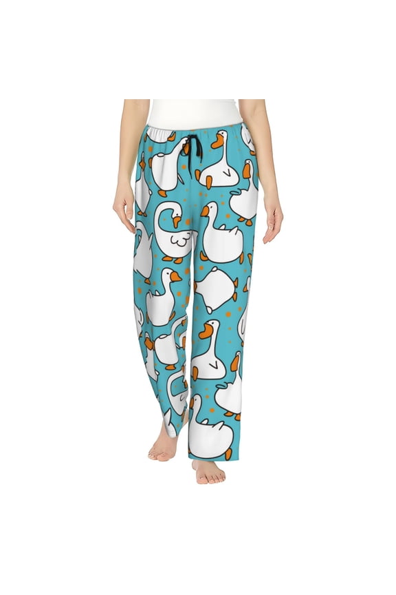 Cartoon Funny Goose Womens Pajama Pants Stretch Comfy Lounge Pants Drawstring Sleep Bottoms with Pockets-Medium