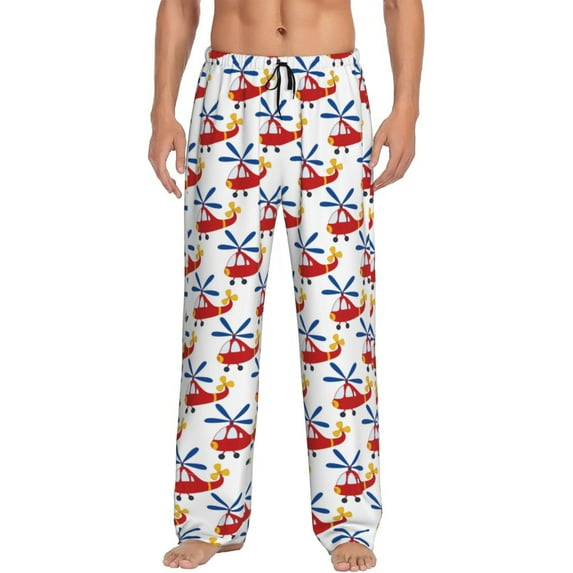 Saiise Cartoon Helicopter Print Mens Pajama Pants for Men,Mens Lounge Pants,Funny Gifts for Men,Men's Pajama Bottoms-Medium