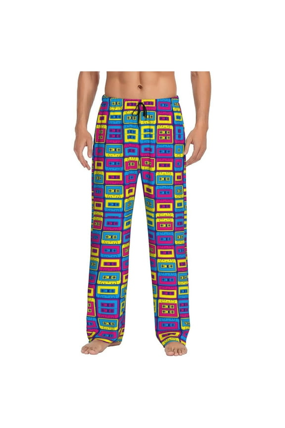 Cassette Tapes Print Mens Pajama Pants for Men,Mens Lounge Pants,Funny Gifts for Men,Men's Pajama Bottoms-Medium