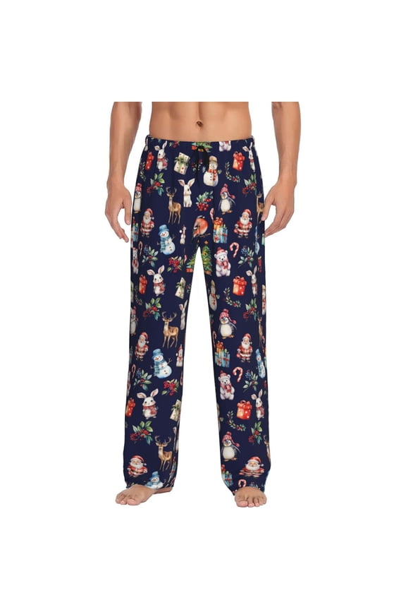 Christmas Critters Delight Print Mens Pajama Pants for Men,Mens Lounge Pants,Funny Gifts for Men,Men's Pajama Bottoms-Small