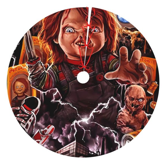 Saiise Christmas Tree Skirt 30" ,Xmas Tree Skirts with Chucky Ax Pattern,Tree Mat for Indoor Outdoor Christmas Winter Holiday Party Indoor Decorations