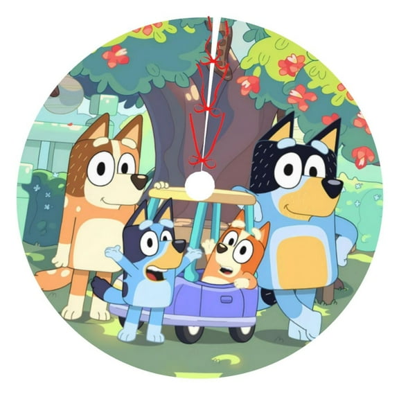 Saiise Christmas Tree Skirt 30" ,Xmas Tree Skirts with Bluey Pattern,Tree Mat for Indoor Outdoor Christmas Winter Holiday Party Indoor Decorations