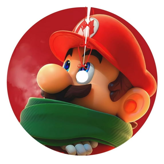 Saiise Christmas Tree Skirt 30" ,Xmas Tree Skirts with Mario Cm Pattern,Tree Mat for Indoor Outdoor Christmas Winter Holiday Party Indoor Decorations
