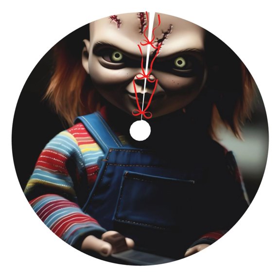Saiise Christmas Tree Skirt 36" ,Xmas Tree Skirts with Chucky As Pattern,Tree Mat for Indoor Outdoor Christmas Winter Holiday Party Indoor Decorations