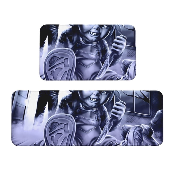 Saiise Chucky Aa Print 2 Pcs Kitchen Rugs and Mats,Non-Slip Waterproof Kitchen Rug Set for Kitchen,Office,Sink 17"x47.2"+17"x29.5"