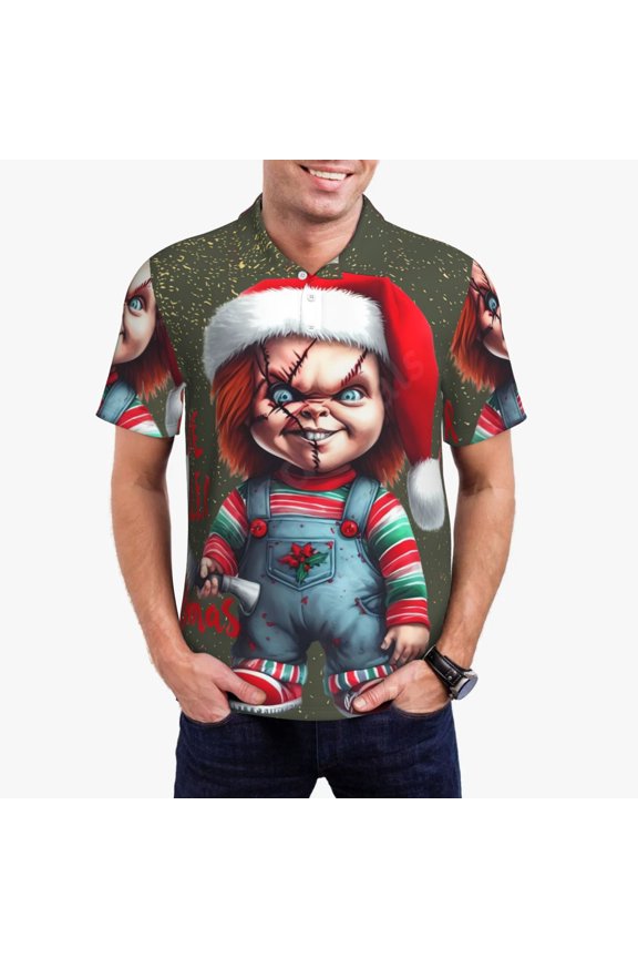 Chucky Ab Mens Golf Shirt Moisture Wicking Dry Fit Mens Polo Shirts Dry Fit Performance Men's Golf Shirts Regular Fit Fashion Print