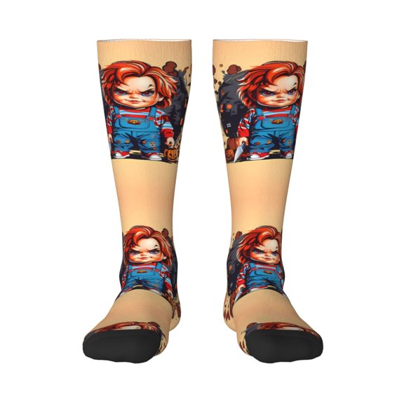 Saiise Chucky Ac Funny Socks Men Women Boys Kids Adults Novelty Graphic Crew Tube Socks Crazy Design Casual Dress Socks for Sports,Running,Travel