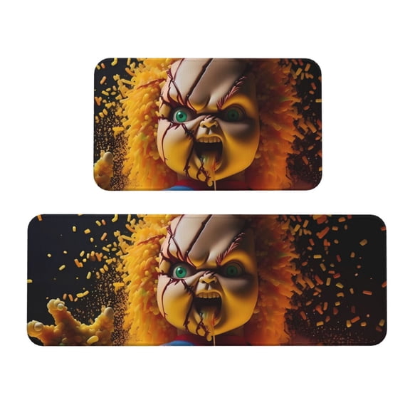 Saiise Chucky Ah Print 2 Pcs Kitchen Rugs and Mats,Non-Slip Waterproof Kitchen Rug Set for Kitchen,Office,Sink 17"x47.2"+17"x29.5"