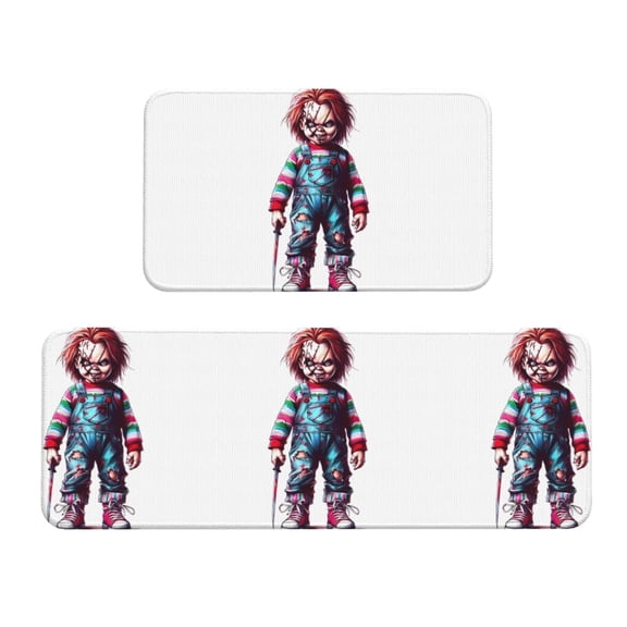 Saiise Chucky Ai Print 2 Pcs Kitchen Rugs and Mats,Non-Slip Waterproof Kitchen Rug Set for Kitchen,Office,Sink 17"x47.2"+17"x29.5"