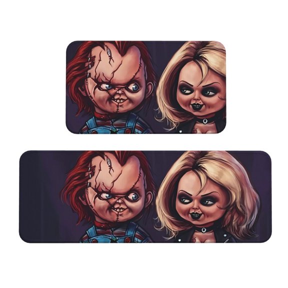 Saiise Chucky Ao Print 2 Pcs Kitchen Rugs and Mats,Non-Slip Waterproof Kitchen Rug Set for Kitchen,Office,Sink 17"x47.2"+17"x29.5"