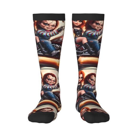 Saiise Chucky Ar Funny Socks Men Women Boys Kids Adults Novelty Graphic Crew Tube Socks Crazy Design Casual Dress Socks for Sports,Running,Travel