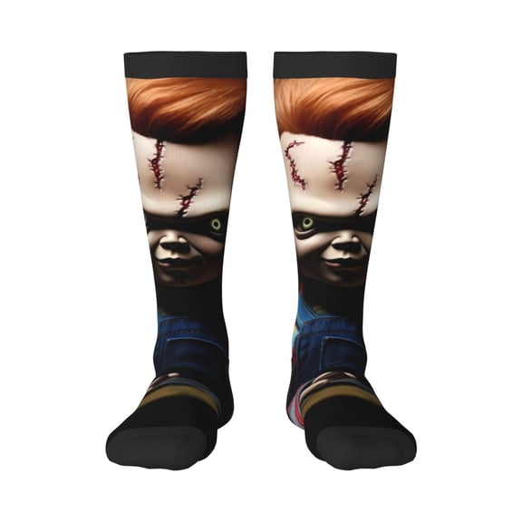 Saiise Chucky As Funny Socks Men Women Boys Kids Adults Novelty Graphic Crew Tube Socks Crazy Design Casual Dress Socks for Sports,Running,Travel