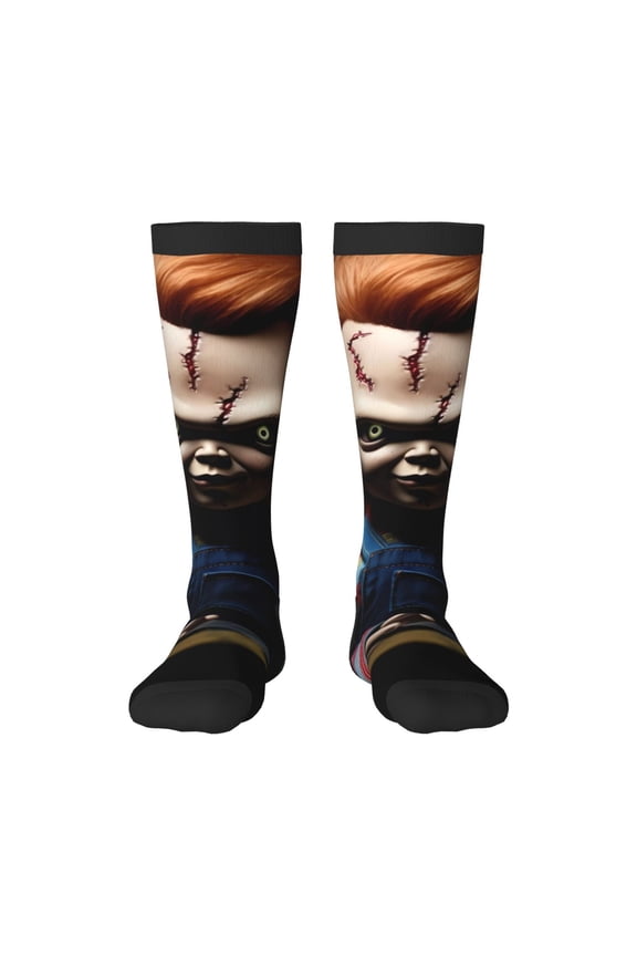 Chucky As Funny Socks Men Women Boys Kids Adults Novelty Graphic Crew Tube Socks Crazy Design Casual Dress Socks for Sports,Running,Travel