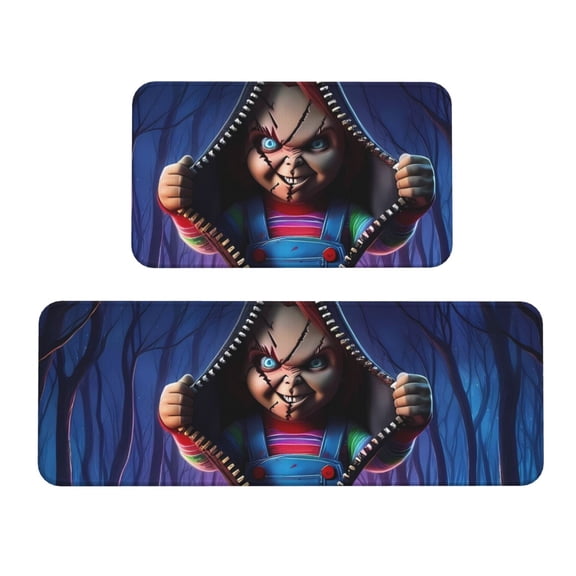 Saiise Chucky At Print 2 Pcs Kitchen Rugs and Mats,Non-Slip Waterproof Kitchen Rug Set for Kitchen,Office,Sink 17"x47.2"+17"x29.5"