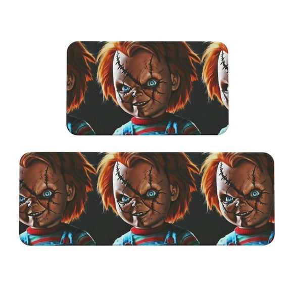 Saiise Chucky Aw Print 2 Pcs Kitchen Rugs and Mats,Non-Slip Waterproof Kitchen Rug Set for Kitchen,Office,Sink 17"x47.2"+17"x29.5"