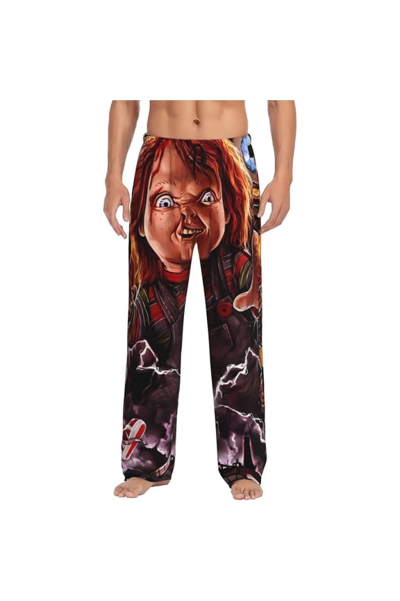 Chucky Ax Print Mens Pama Pants for Men,Mens Lounge Pants,Funny Gifts for Men,Men's Pama Bottoms