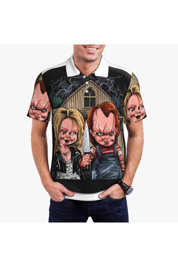 Chucky Az Mens Golf Shirt Moisture Wicking Dry Fit Mens Polo Shirts Dry Fit Performance Men's Golf Shirts Regular Fit Fashion Print