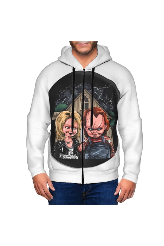 Chucky Az Mens Zip Up Hoodie Long Sleeve Full-zip Hooded Sweatshirt Pullover With Kangaroo Pocket S-3XL