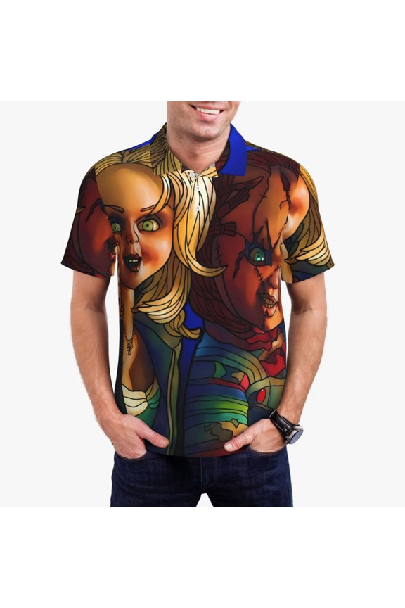 Chucky B Mens Golf Shirt Moisture Wicking Dry Fit Mens Polo Shirts Dry Fit Performance Men's Golf Shirts Regular Fit Fashion Print