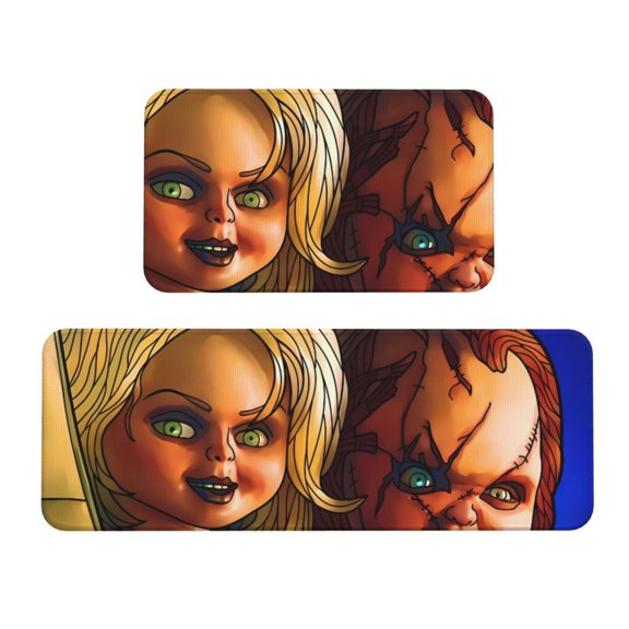 Saiise Chucky B Print 2 Pcs Kitchen Rugs and Mats,Non-Slip Waterproof Kitchen Rug Set for Kitchen,Office,Sink 17"x47.2"+17"x29.5"