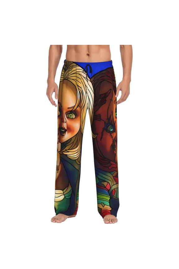 Chucky B Print Mens Pama Pants for Men,Mens Lounge Pants,Funny Gifts for Men,Men's Pama Bottoms