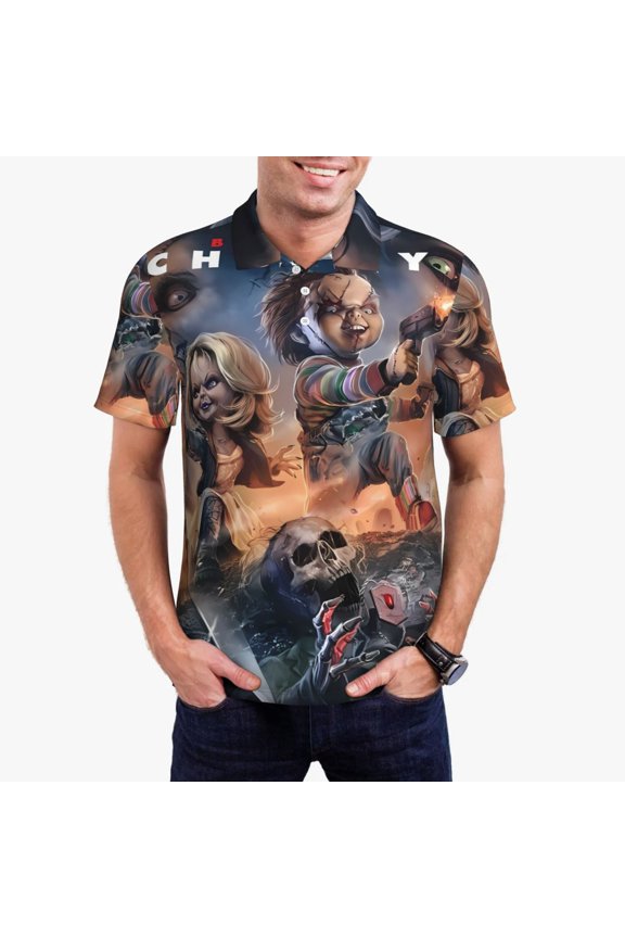 Chucky Ba Mens Golf Shirt Moisture Wicking Dry Fit Mens Polo Shirts Dry Fit Performance Men's Golf Shirts Regular Fit Fashion Print