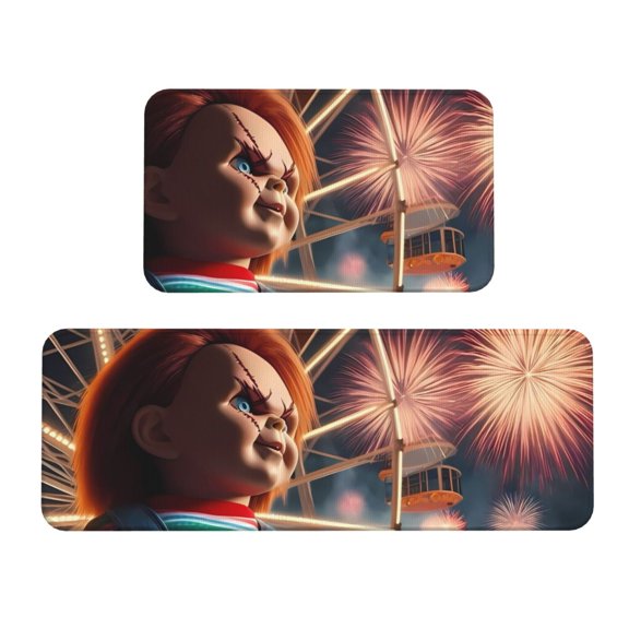 Saiise Chucky Bc Print 2 Pcs Kitchen Rugs and Mats,Non-Slip Waterproof Kitchen Rug Set for Kitchen,Office,Sink 17"x47.2"+17"x29.5"