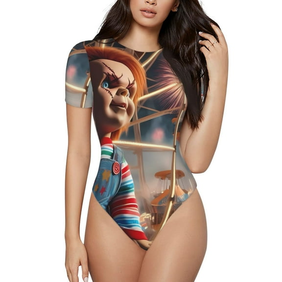 Saiise Chucky Bc Women's Bodysuits Crew Neck Round Neck Short Sleeves Slim Fit Casual Basic Extender Bodysuit Daily Jumpsuit T Shirts