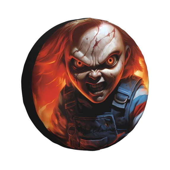 Saiise Chucky Bd Print Rv Spare Tire Cover Wheel Tire Cover for Travel Trailers Protectors Weatherproof Dust-Proof for Camper Trailer Truck SUV Rv Universal-15 inch