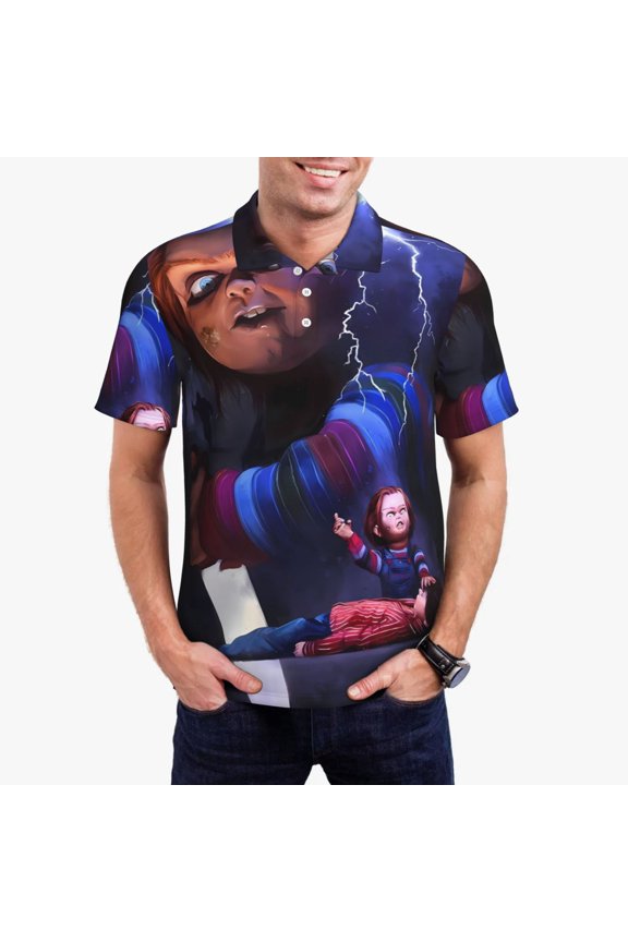 Chucky Bf Mens Golf Shirt Moisture Wicking Dry Fit Mens Polo Shirts Dry Fit Performance Men's Golf Shirts Regular Fit Fashion Print