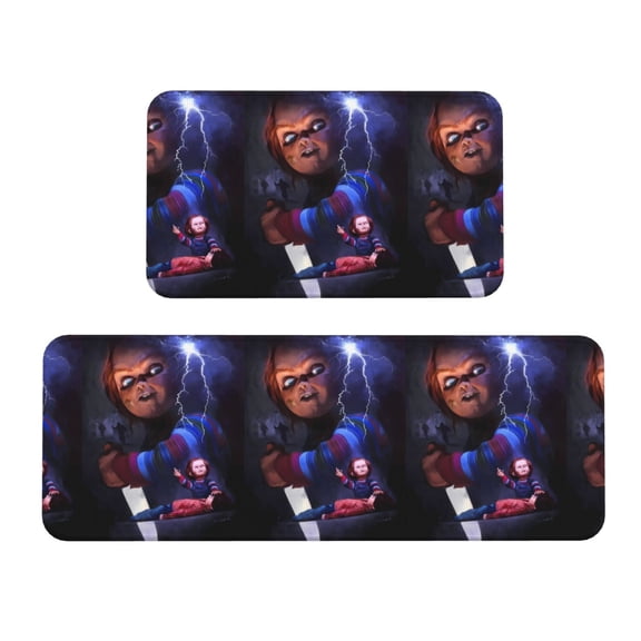 Saiise Chucky Bf Print 2 Pcs Kitchen Rugs and Mats,Non-Slip Waterproof Kitchen Rug Set for Kitchen,Office,Sink 17"x47.2"+17"x29.5"