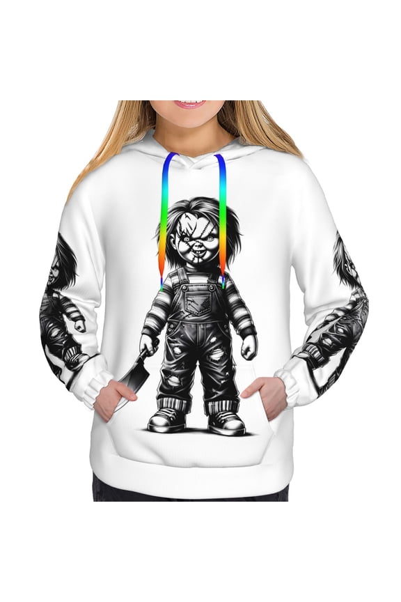 Chucky Bi Women's Hoodies Long Sleeve Sweatshirts Drawstring Pullover Tops with Pocket Casual Loose-
