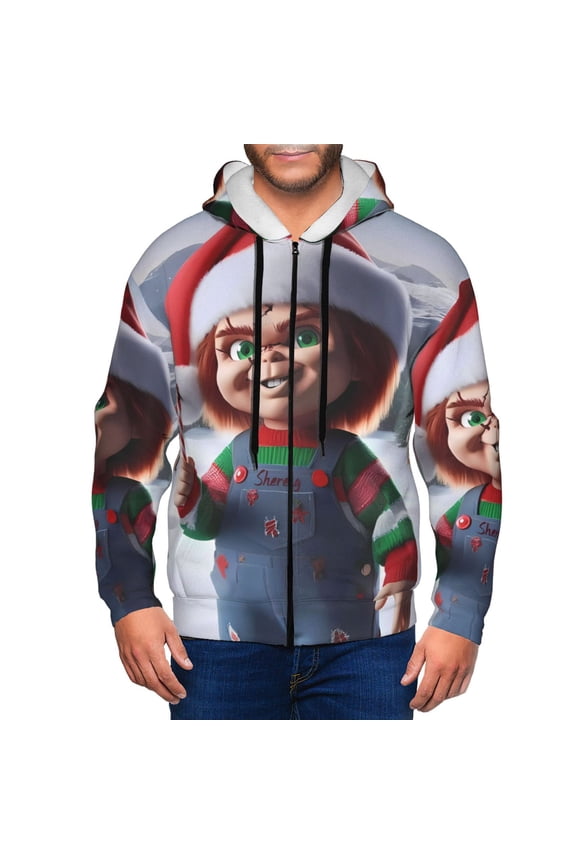Chucky Bj Mens Zip Up Hoodie Long Sleeve Full-zip Hooded Sweatshirt Pullover With Kangaroo Pocket S-3XL