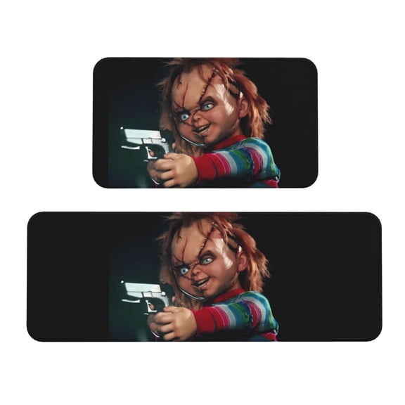 Saiise Chucky Bl Print 2 Pcs Kitchen Rugs and Mats,Non-Slip Waterproof Kitchen Rug Set for Kitchen,Office,Sink 17"x47.2"+17"x29.5"