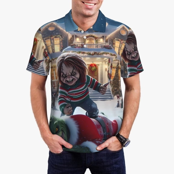 Saiise Chucky Bn Mens Golf Shirt Moisture Wicking Dry Fit Mens Polo Shirts Dry Fit Performance Men's Golf Shirts Regular Fit Fashion Print