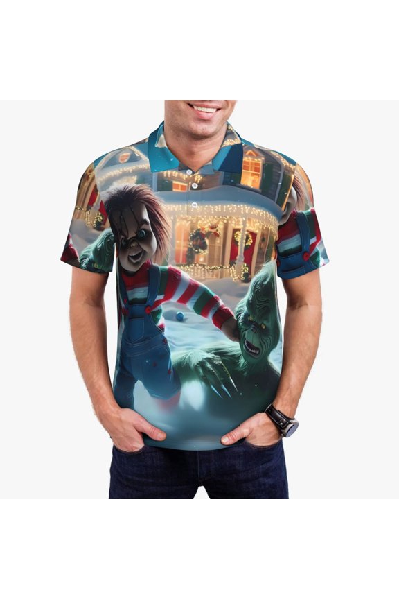 Chucky Bp Mens Golf Shirt Moisture Wicking Dry Fit Mens Polo Shirts Dry Fit Performance Men's Golf Shirts Regular Fit Fashion Print