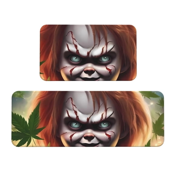 Saiise Chucky Bq Print 2 Pcs Kitchen Rugs and Mats,Non-Slip Waterproof Kitchen Rug Set for Kitchen,Office,Sink 17"x47.2"+17"x29.5"