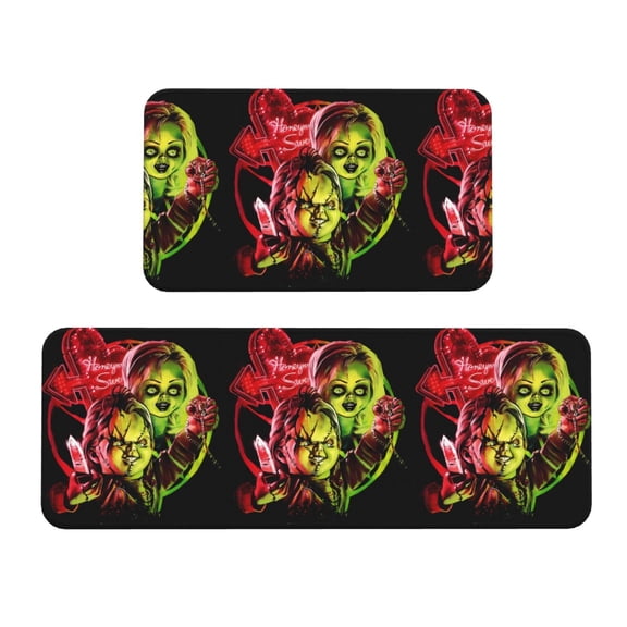 Saiise Chucky C Print 2 Pcs Kitchen Rugs and Mats,Non-Slip Waterproof Kitchen Rug Set for Kitchen,Office,Sink 17"x47.2"+17"x29.5"
