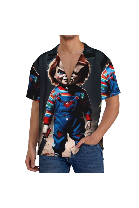 Chucky E Mens Front Pocket Hawaiian Shirts Casual Floral Shirts Short Sleeve Button Down Beach Tropical Shirts