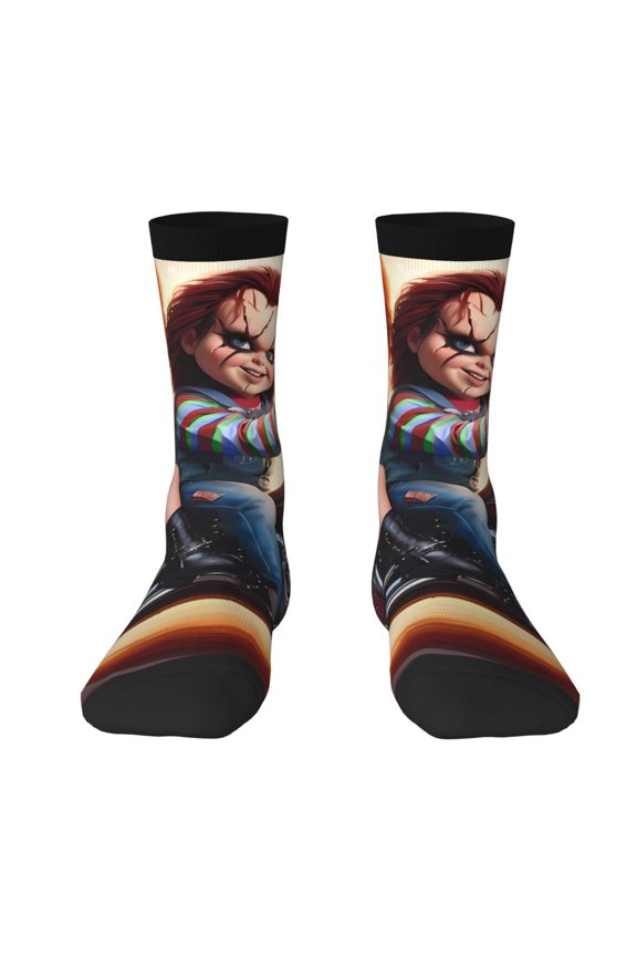 Chucky Funny Socks Men Women Adults Novelty Graphic Crew Tube Socks Crazy Design Casual Dress Socks for Sports,Running,Travel