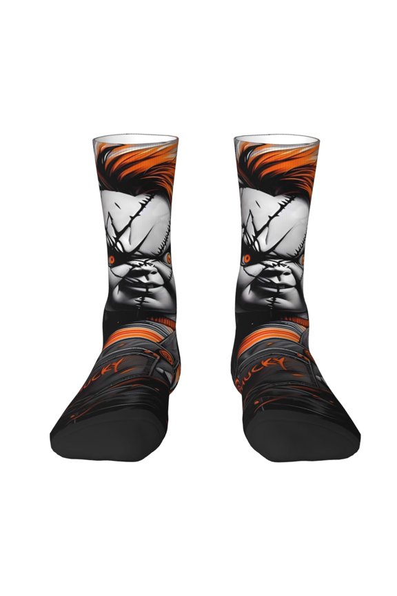 Chucky Funny Socks Men Women Adults Novelty Graphic Crew Tube Socks Crazy Design Casual Dress Socks for Sports,Running,Travel