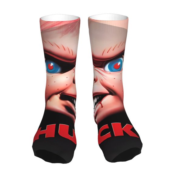 Saiise Chucky Funny Socks Men Women Adults Novelty Graphic Crew Tube Socks Crazy Design Casual Dress Socks for Sports,Running,Travel