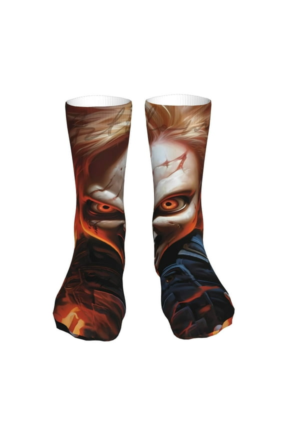 Chucky Funny Socks Men Women Adults Novelty Graphic Crew Tube Socks Crazy Design Casual Dress Socks for Sports,Running,Travel