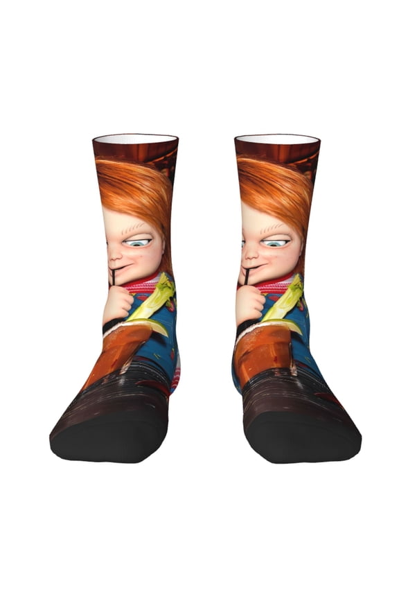 Chucky Funny Socks Men Women Adults Novelty Graphic Crew Tube Socks Crazy Design Casual Dress Socks for Sports,Running,Travel