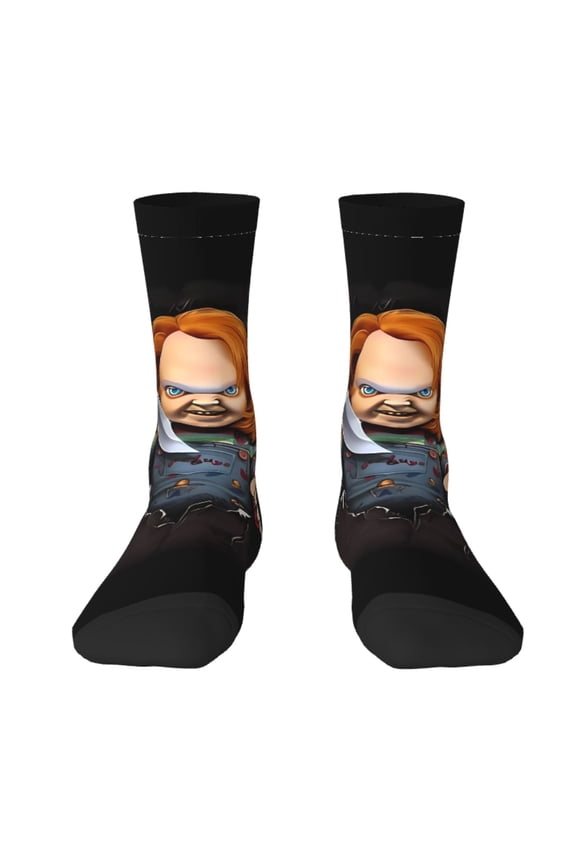 Chucky Funny Socks Men Women Adults Novelty Graphic Crew Tube Socks Crazy Design Casual Dress Socks for Sports,Running,Travel